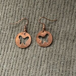 Butterfly cutout penny earrings